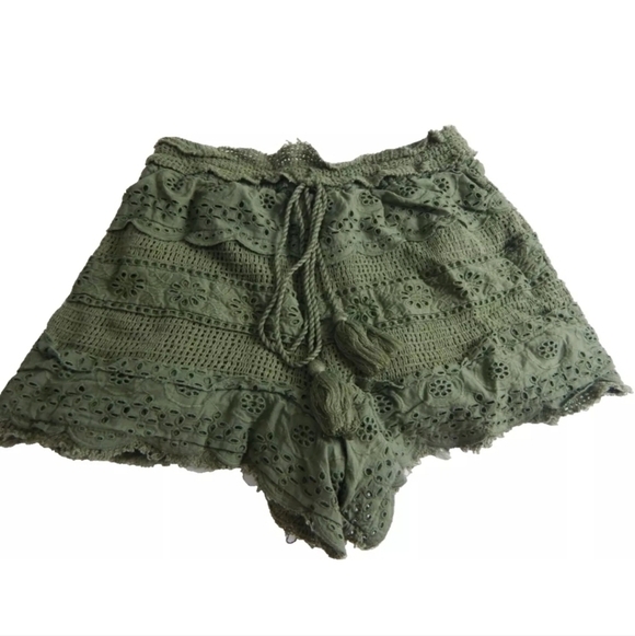 Free People Pants - Free People Beach Daze Green Lace Shorts